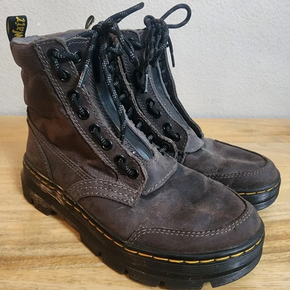 Dr Martens Combs Jungle Zip Boots Mens Size 6 Brown Lace Up Leather